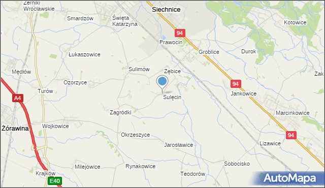 mapa Sulęcin, Sulęcin gmina Siechnice na mapie Targeo