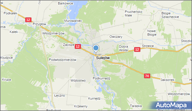 mapa Sulejów, Sulejów powiat piotrkowski na mapie Targeo