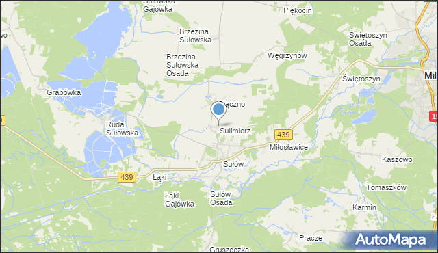 mapa Sulimierz, Sulimierz gmina Milicz na mapie Targeo