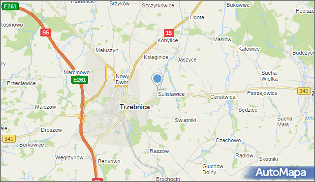 mapa Sulisławice, Sulisławice gmina Trzebnica na mapie Targeo