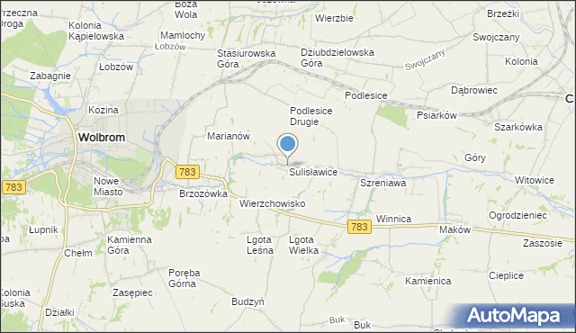 mapa Sulisławice, Sulisławice gmina Wolbrom na mapie Targeo