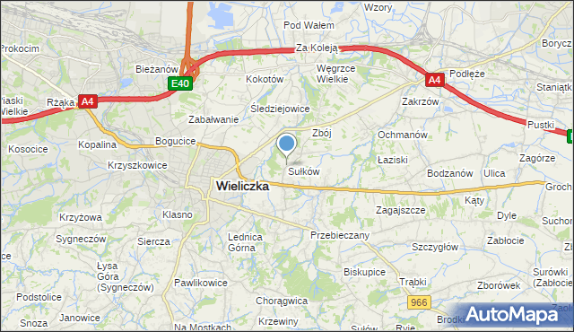 mapa Sułków, Sułków gmina Wieliczka na mapie Targeo