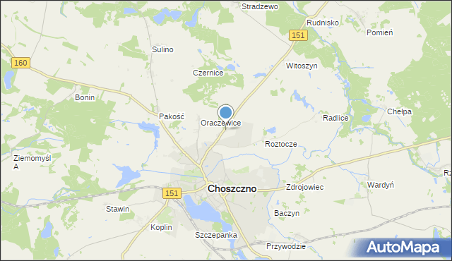 mapa Sułowo, Sułowo gmina Choszczno na mapie Targeo