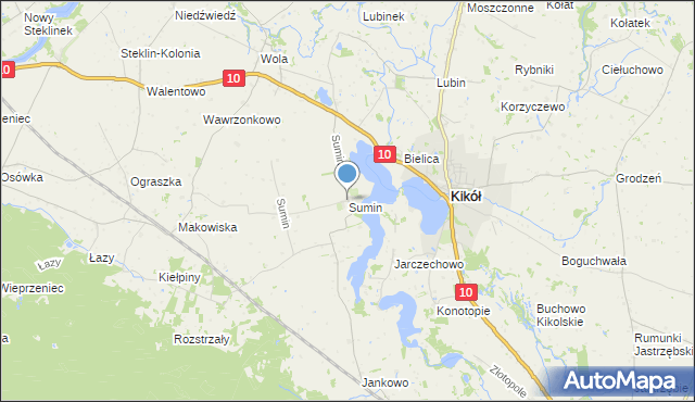 mapa Sumin, Sumin gmina Kikół na mapie Targeo