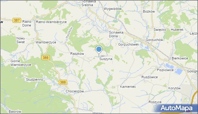 mapa Suszyna, Suszyna na mapie Targeo