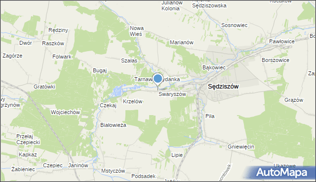 mapa Swaryszów, Swaryszów na mapie Targeo