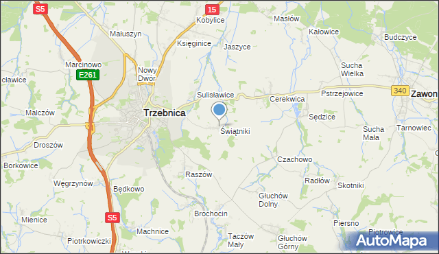 mapa Świątniki, Świątniki gmina Trzebnica na mapie Targeo