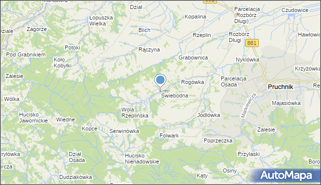 mapa Świebodna, Świebodna na mapie Targeo