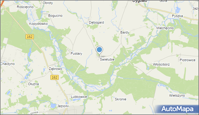 mapa Świelubie, Świelubie gmina Dygowo na mapie Targeo