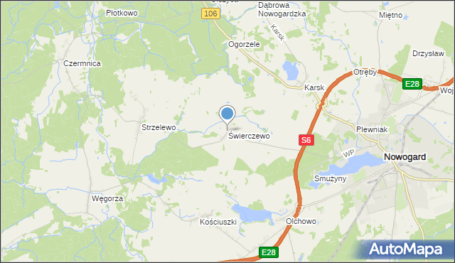 mapa Świerczewo, Świerczewo gmina Nowogard na mapie Targeo