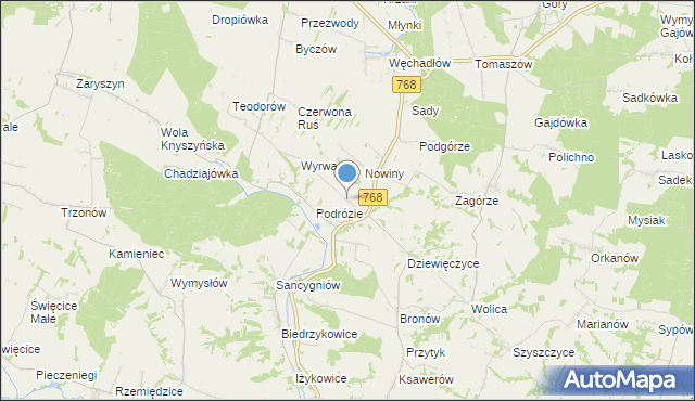 mapa Świerczyna, Świerczyna gmina Działoszyce na mapie Targeo