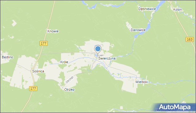 mapa Świerczyna, Świerczyna gmina Wierzchowo na mapie Targeo