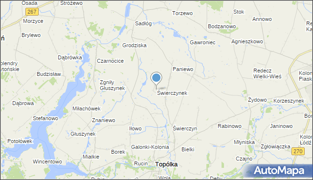 mapa Świerczynek, Świerczynek gmina Topólka na mapie Targeo