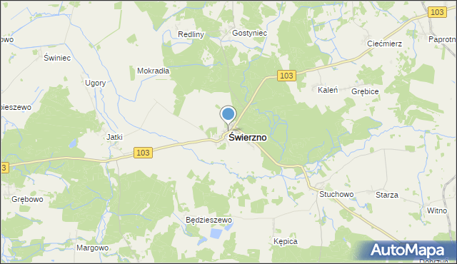 mapa Świerzno, Świerzno powiat kamieński na mapie Targeo