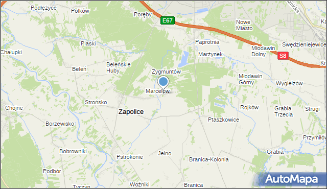 mapa Świerzyny, Świerzyny na mapie Targeo