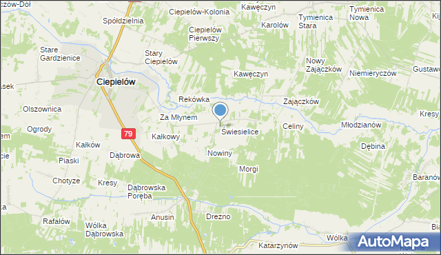 mapa Świesielice, Świesielice na mapie Targeo