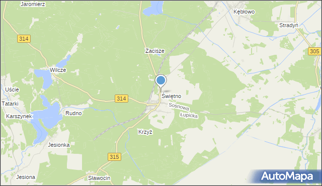 mapa Świętno, Świętno gmina Wolsztyn na mapie Targeo