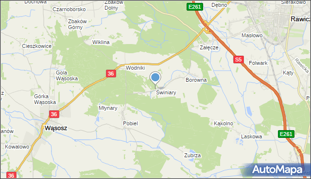 mapa Świniary, Świniary gmina Wąsosz na mapie Targeo