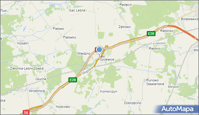mapa Sycewice, Sycewice na mapie Targeo