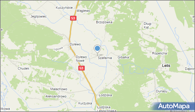 mapa Szafarnia, Szafarnia gmina Lelis na mapie Targeo