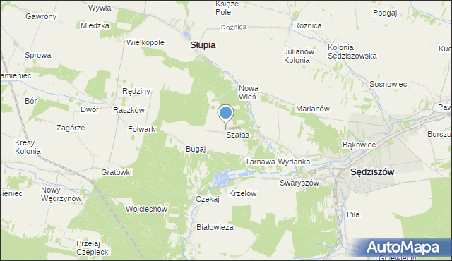 mapa Szałas, Szałas gmina Sędziszów na mapie Targeo