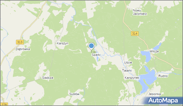 mapa Szarki, Szarki gmina Kargowa na mapie Targeo