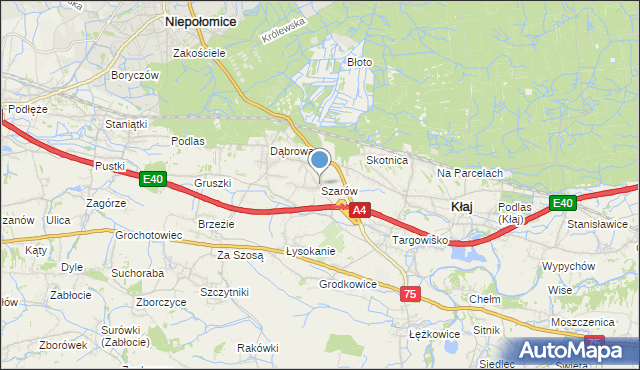 mapa Szarów, Szarów gmina Kłaj na mapie Targeo