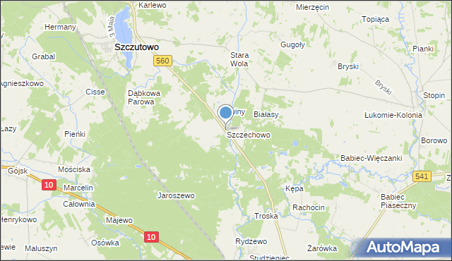 mapa Szczechowo, Szczechowo na mapie Targeo