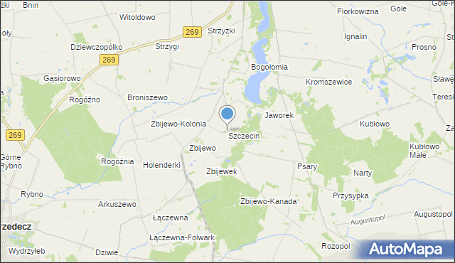 mapa Szczecina, Szczecin gmina Chodecz na mapie Targeo