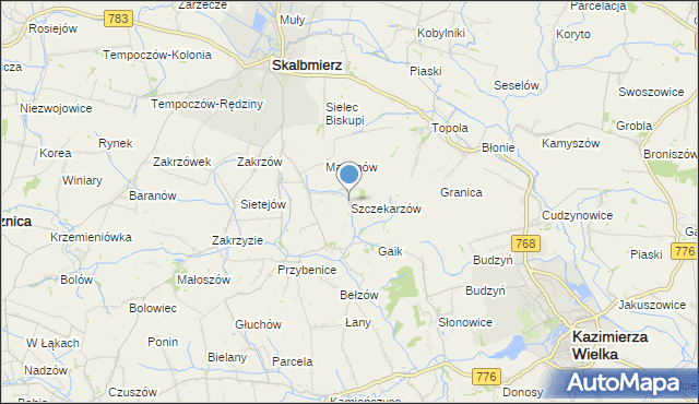 mapa Szczekarzów, Szczekarzów na mapie Targeo