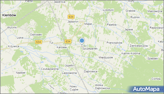 mapa Szczepanek, Szczepanek gmina Tłuszcz na mapie Targeo