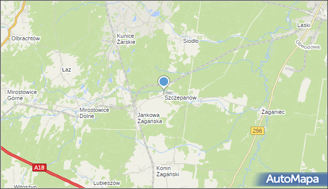 mapa Szczepanów, Szczepanów gmina Iłowa na mapie Targeo