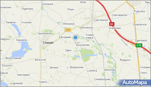mapa Szczutkowo, Szczutkowo na mapie Targeo