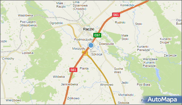 mapa Szkocja, Szkocja gmina Raczki na mapie Targeo