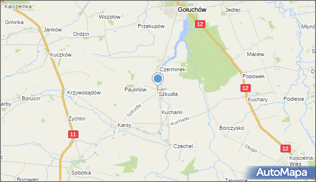 mapa Szkudła, Szkudła na mapie Targeo