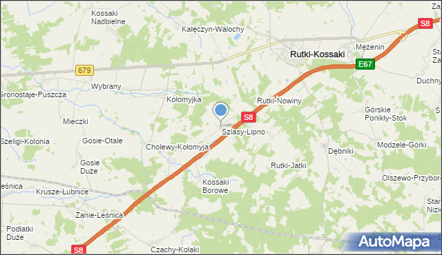 mapa Szlasy-Lipno, Szlasy-Lipno na mapie Targeo