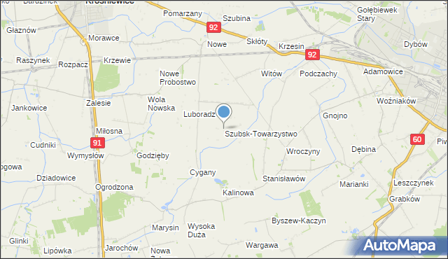 mapa Szubsk-Towarzystwo, Szubsk-Towarzystwo na mapie Targeo