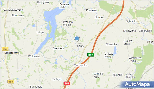 mapa Szury, Szury gmina Szypliszki na mapie Targeo