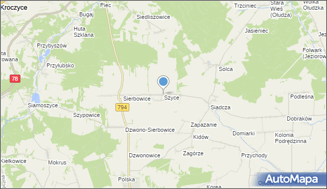 mapa Szyce, Szyce gmina Pilica na mapie Targeo