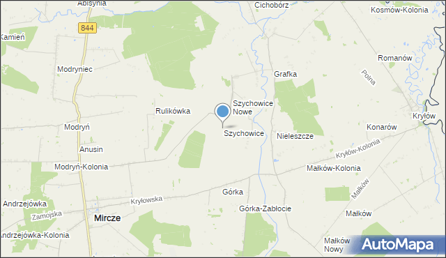 mapa Szychowice, Szychowice na mapie Targeo