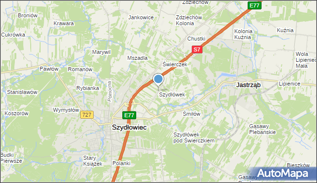 mapa Szydłówek, Szydłówek gmina Szydłowiec na mapie Targeo