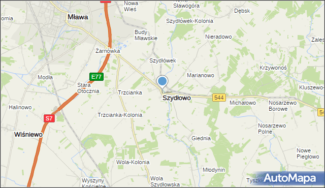 mapa Szydłowo, Szydłowo powiat mławski na mapie Targeo