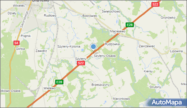 mapa Szyleny-Osada, Szyleny-Osada na mapie Targeo