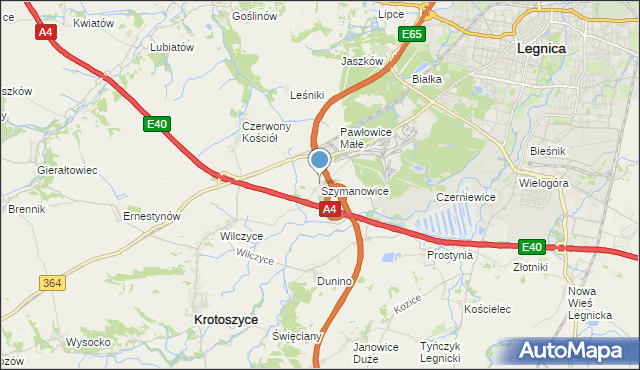 mapa Szymanowice, Szymanowice gmina Krotoszyce na mapie Targeo