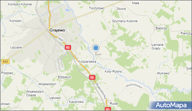 mapa Szymany, Szymany gmina Grajewo na mapie Targeo