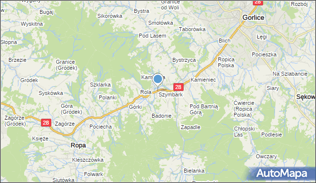 mapa Szymbark, Szymbark gmina Gorlice na mapie Targeo