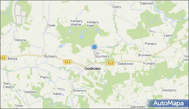 mapa Szymbory, Szymbory na mapie Targeo