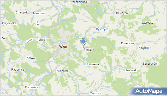 mapa Tarczyn, Tarczyn gmina Wleń na mapie Targeo