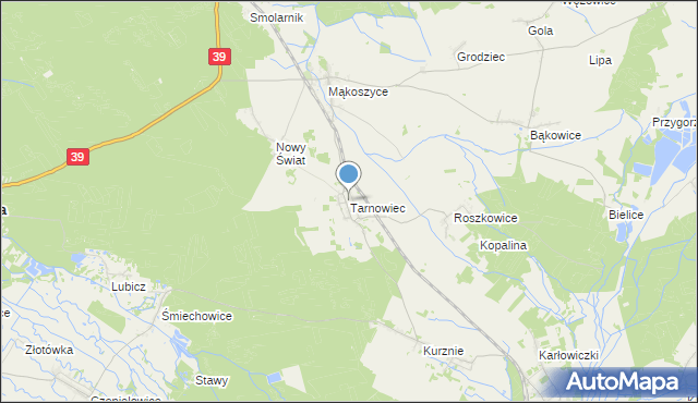 mapa Tarnowiec, Tarnowiec gmina Lubsza na mapie Targeo
