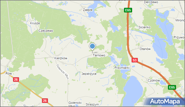 mapa Tarnowo, Tarnowo gmina Myślibórz na mapie Targeo